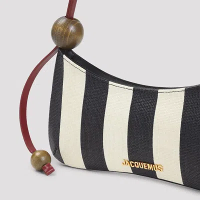 Jacquemus Le Bisou Perle Stripe Woven Raffia Shoulder Bag In Multi