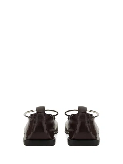 Jil Sander Ring Whipstitch-trimmed Leather Ballet Flats In Burgundy