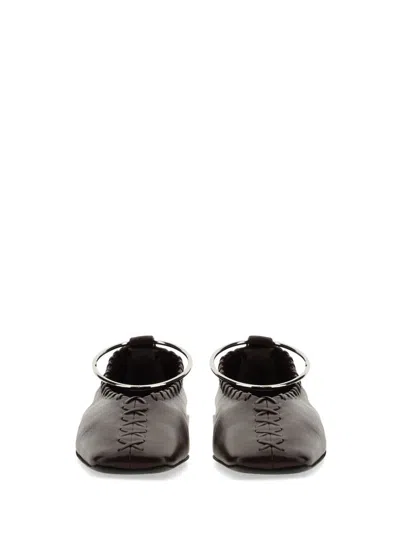 Jil Sander Ring Whipstitch-trimmed Leather Ballet Flats In Burgundy