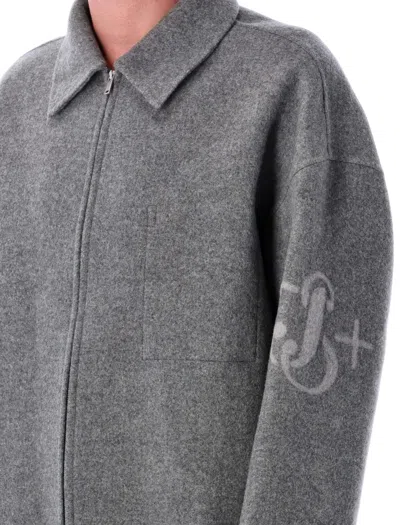 Jil Sander Logo-detail Zip-front Jacket In Gray