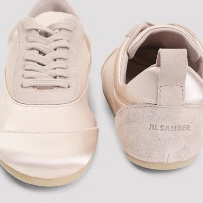 Jil Sander Etage Satin And Suede Low-top Sneakers In Neutral