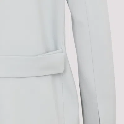 Jil Sander Collarless Wool Blazer In Blue