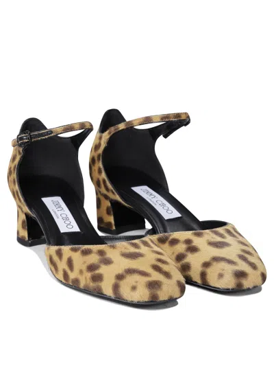 Jimmy Choo Elegant Mini Mary Jane Pumps With Rhinestone Buckle In Animal Print