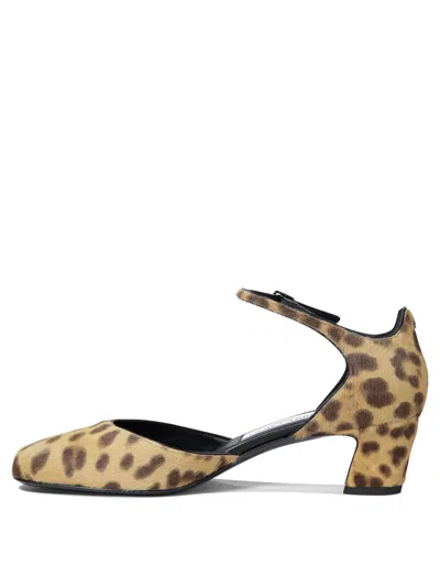 Jimmy Choo Elegant Mini Mary Jane Pumps With Rhinestone Buckle In Animal Print