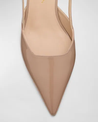 Stuart Weitzman Vinnie T Mid Heel Patent Slingback Pumps In Brown