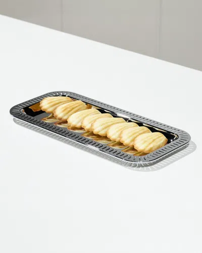 Anna New York Striations Small Rectangle Serving Tray, 13.75" In Silver