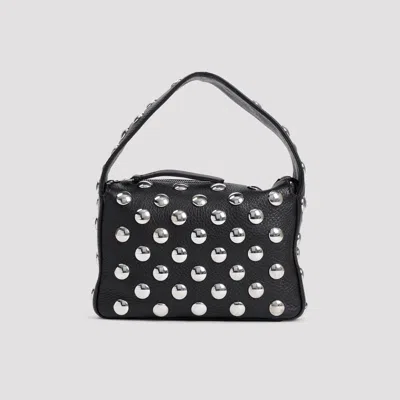 Khaite Elena Small Studded Textured-leather Shoulder Bag In Black