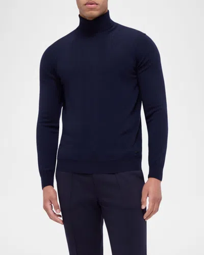 Bugatchi Sawyer Merino Wool Turtleneck Sweater In Blue