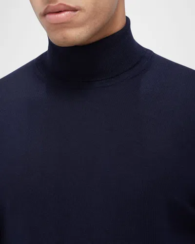 Bugatchi Sawyer Merino Wool Turtleneck Sweater In Blue