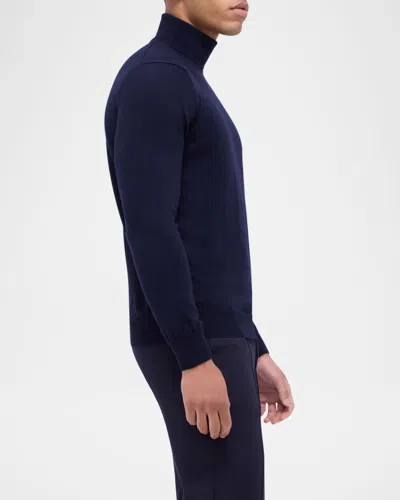 Bugatchi Sawyer Merino Wool Turtleneck Sweater In Blue