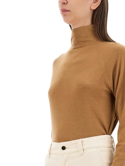Kiton Cashmere Sweater With High Neck In Brown