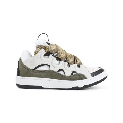 Lanvin Brown Leather-polyester Sneaker In Multi