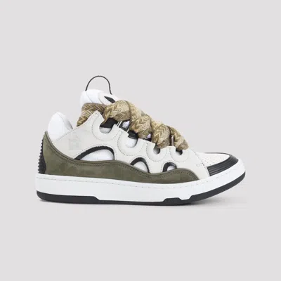 Lanvin Brown Leather-polyester Sneaker In Multi