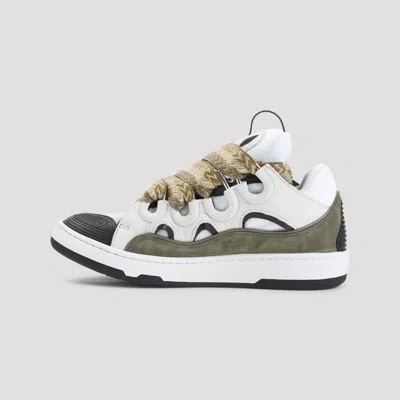 Lanvin Brown Leather-polyester Sneaker In Multi