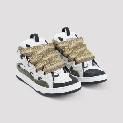 Lanvin Brown Leather-polyester Sneaker In Multi