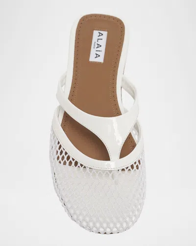 Alaïa Net Leather Thong Mules In Multi