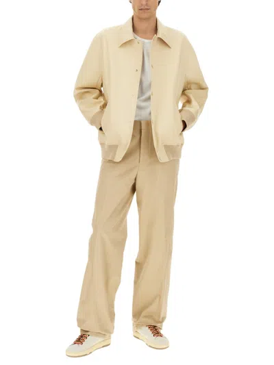 Lanvin Button-up Oversized Jacket With Design In Neutral