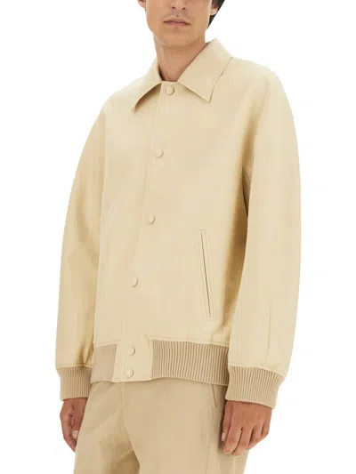 Lanvin Button-up Oversized Jacket With Design In Neutral