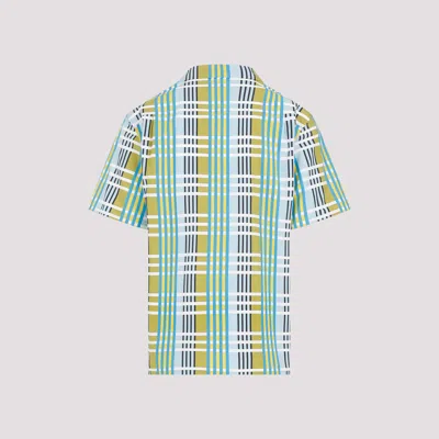 Lanvin Multicolor Check Pattern Cotton Camp Collar Shirt In Multi