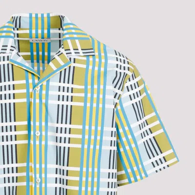 Lanvin Multicolor Check Pattern Cotton Camp Collar Shirt In Multi
