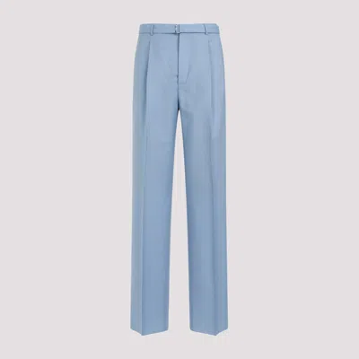 Lanvin Blue Fog Virgin Wool Leg Trousers In Blue