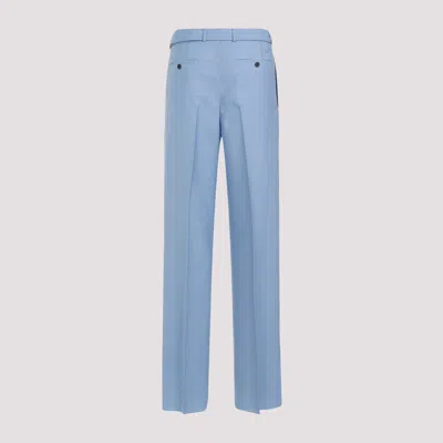 Lanvin Blue Fog Virgin Wool Leg Trousers In Blue