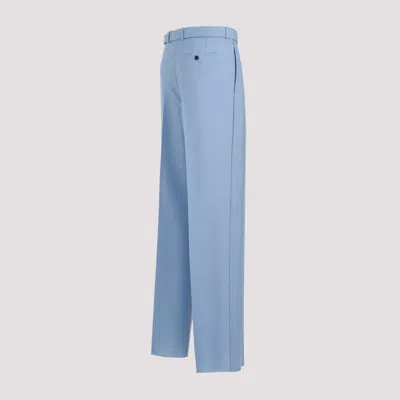 Lanvin Blue Fog Virgin Wool Leg Trousers In Blue