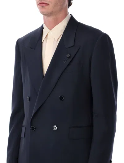 Lardini Soiree Double Breasted Four Button Jacket In Blue