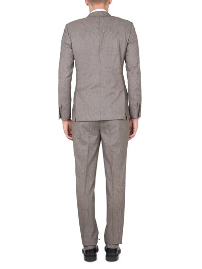 Lardini Double-breasted Checked-pattern Suit In Brown
