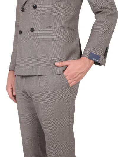 Lardini Double-breasted Checked-pattern Suit In Brown