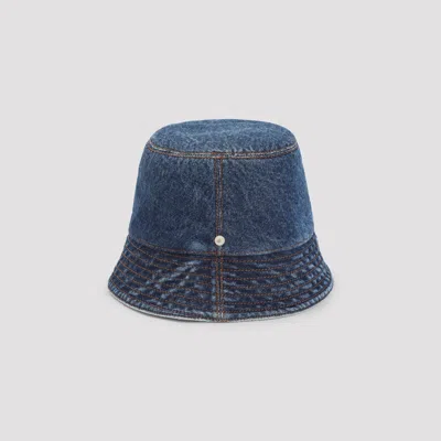 Loewe Denim Bucket Hat With Logo Embroidery In Blue
