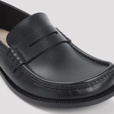 Loewe Penny Strap Round Toe Stitched Detailing Loafers In Black