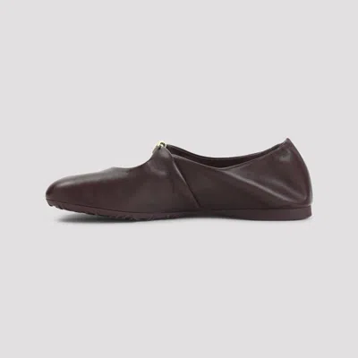 Loewe Burgundy Nappa Leather Pebble Ballerinas