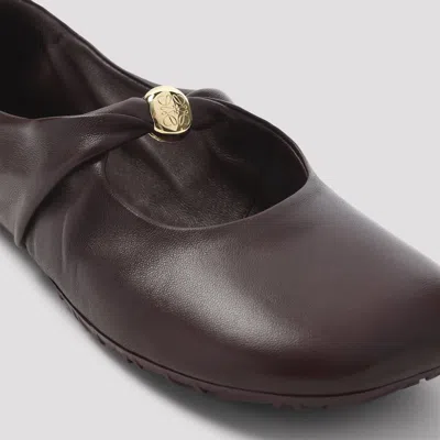 Loewe Burgundy Nappa Leather Pebble Ballerinas