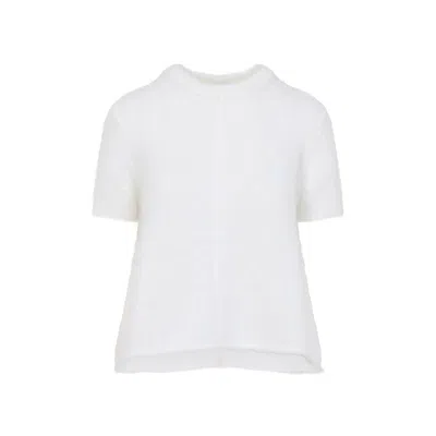 Loewe White Short Sleeve Mohair Sweater In White