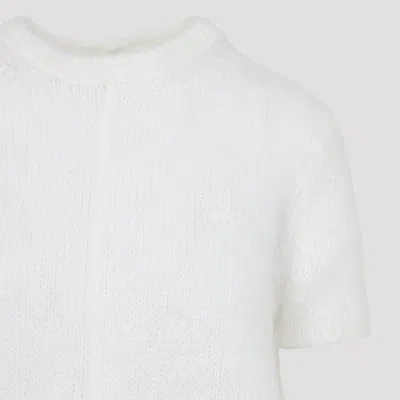 Loewe White Short Sleeve Mohair Sweater In White