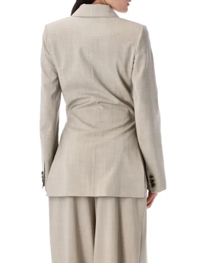 Loewe Womens Light Beige Melange Tailored Wrap-over Wool Blazer In Gray