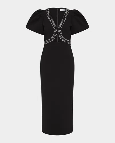 Rebecca Vallance Nyx Crystal-embellished Cutout Crepe Midi Dress In Black
