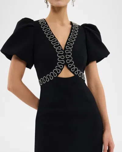 Rebecca Vallance Nyx Crystal-embellished Cutout Crepe Midi Dress In Black