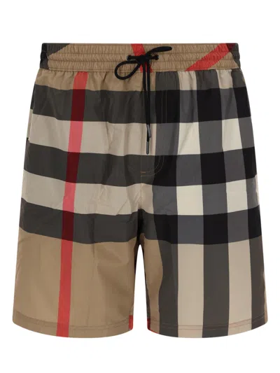 Burberry Ami Paris Light Blue Elasticated Cotton Shorts In Brown