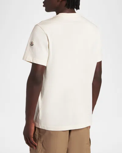 Moncler Mens White Flocked-logo Badge Short-sleeve Cotton-jersey T-shirt