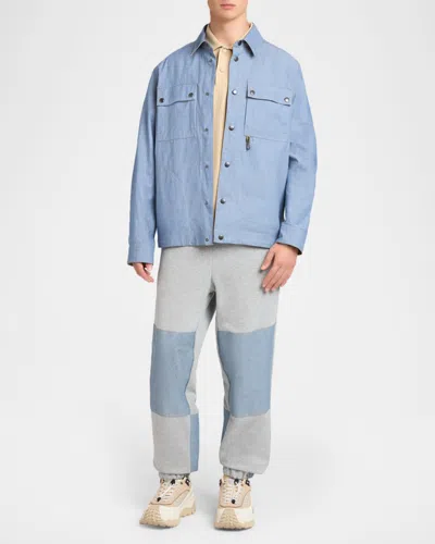 Moncler Light Blue Regular Solid Shirt In Blue