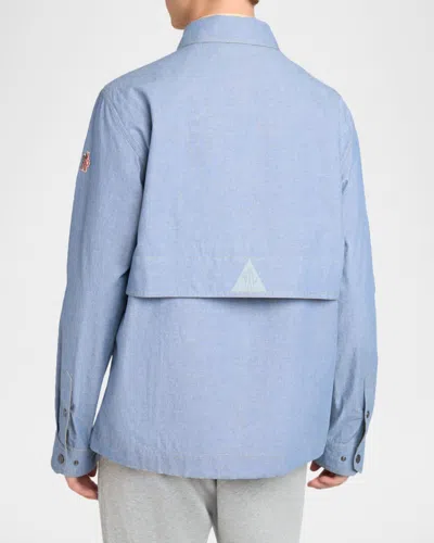 Moncler Light Blue Regular Solid Shirt In Blue