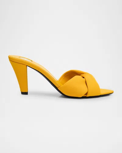 Saint Laurent Fabric Franciane Sandals Cone Heel Knotted In Yellow