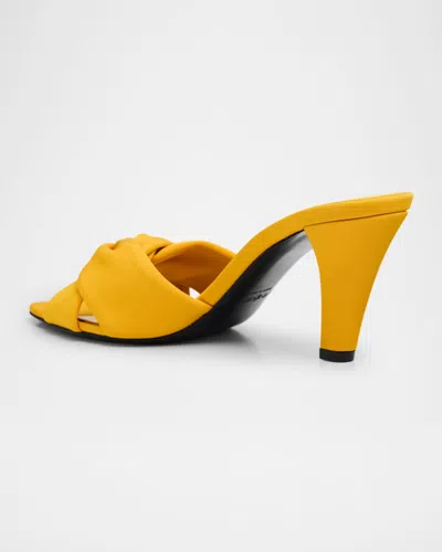 Saint Laurent Fabric Franciane Sandals Cone Heel Knotted In Yellow