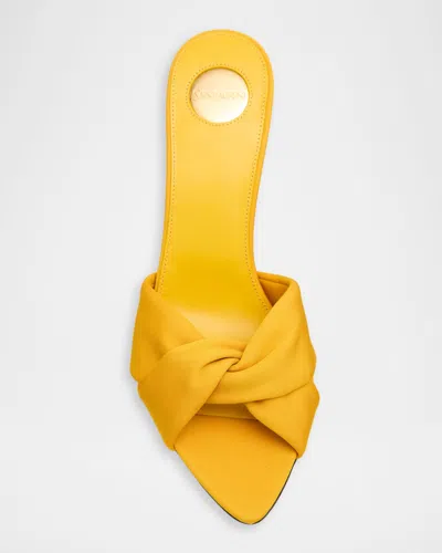 Saint Laurent Fabric Franciane Sandals Cone Heel Knotted In Yellow
