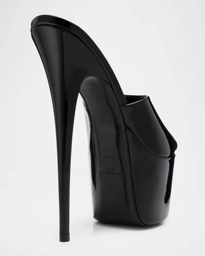 Saint Laurent 110mm Kika Patent Leather Platform Mules In Black