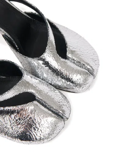 Maison Margiela Tabi Broken Mirror Leather Split-toe Pumps In Metallic