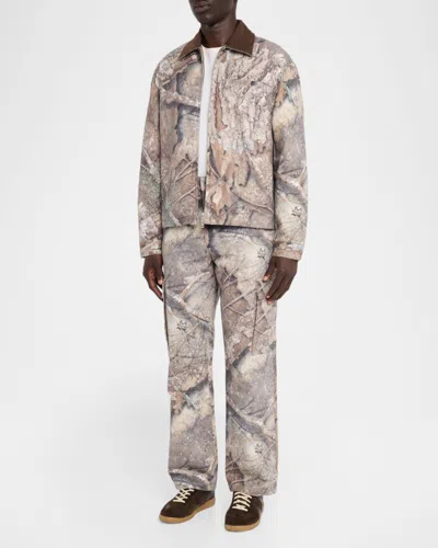 Represent Mens Tree-graphic Print Camouflage Cotton Trucker Jacket In Multi