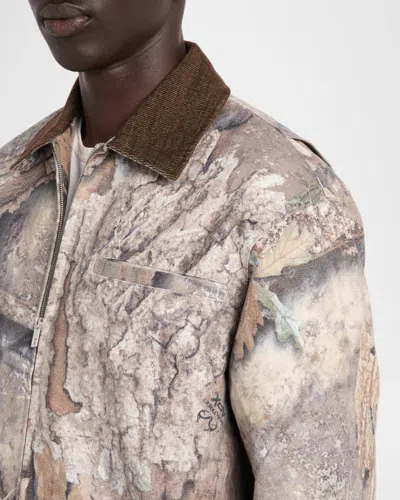 Represent Mens Tree-graphic Print Camouflage Cotton Trucker Jacket In Multi